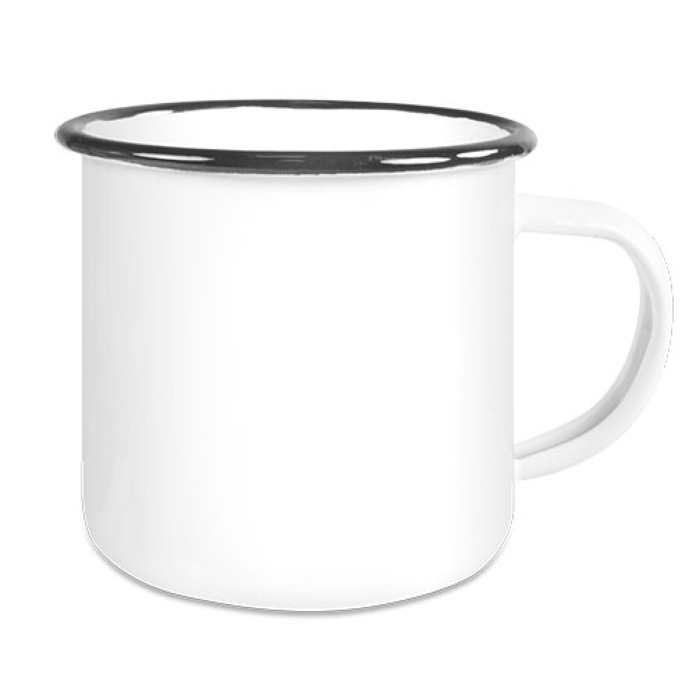 Preview: Emailletasse mit farbigem Tassenrand (300 ml)