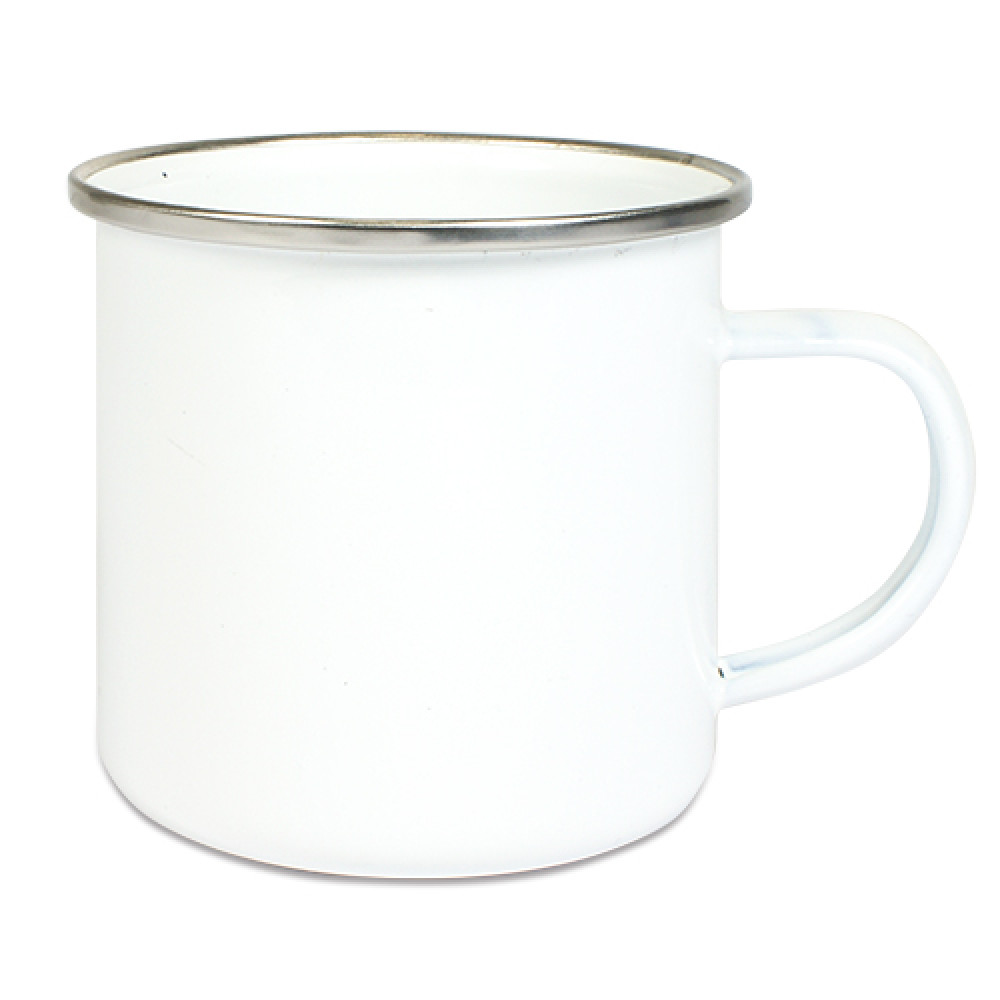 Preview: Emailletasse mit farbigem Tassenrand (300 ml)