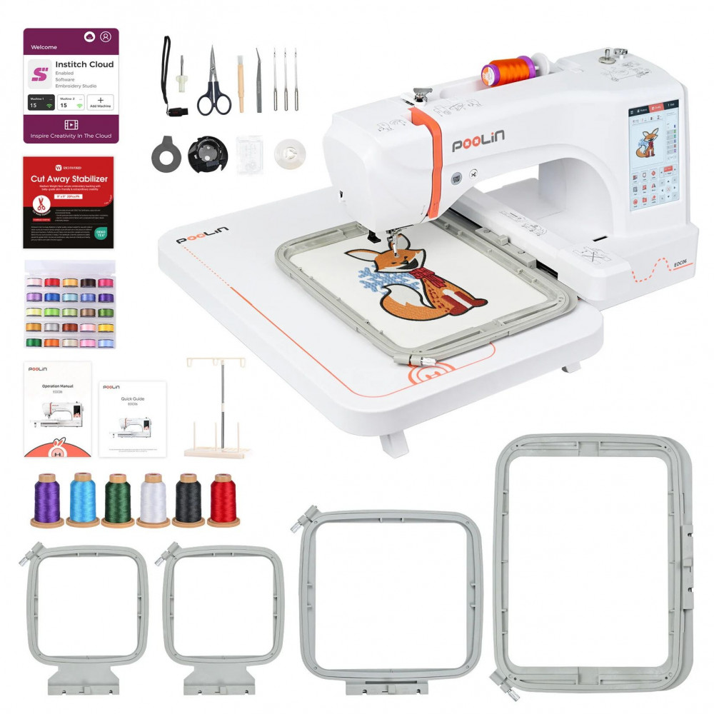 Preview: PooLin EOC06 – Stickmaschine mit 20 × 28 cm Stickfläche, WLAN & 7" Touchscreen