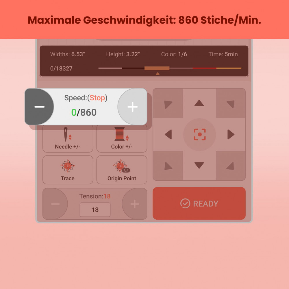 Preview: PooLin EOC06 – Stickmaschine mit 20 × 28 cm Stickfläche, WLAN & 7" Touchscreen
