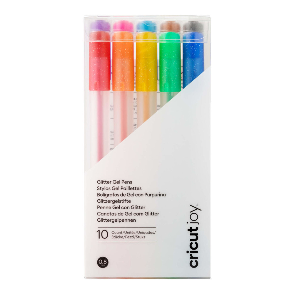 Cricut 2009964 Joy Glitzer-Gelstiftsatz (0,8 mm), Regenbogenfarben - 10er-Pack