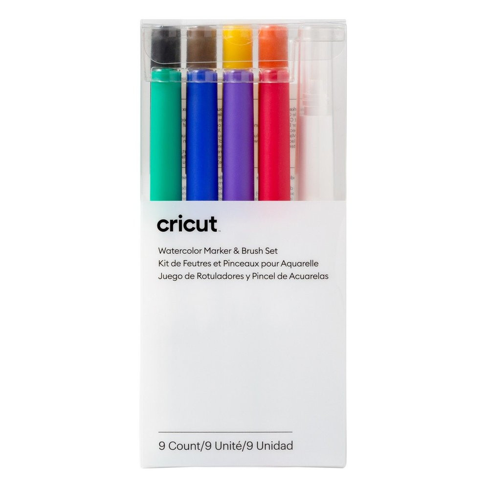 Cricut 2009979 Aquarellstiftesatz & Pinsel, 9er-Pack