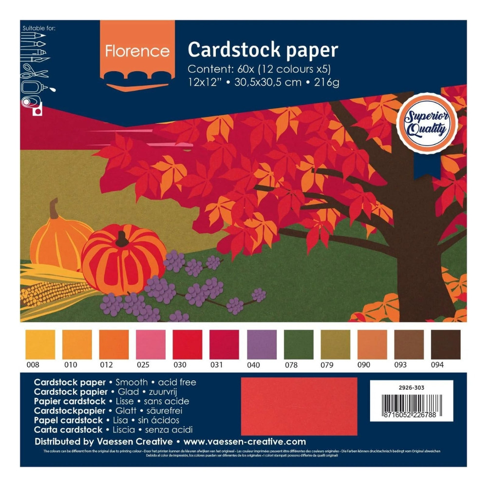 Preview: Florence Cardstock Papier Herbst 30,5x30,5cm (216g) - 60er Pack