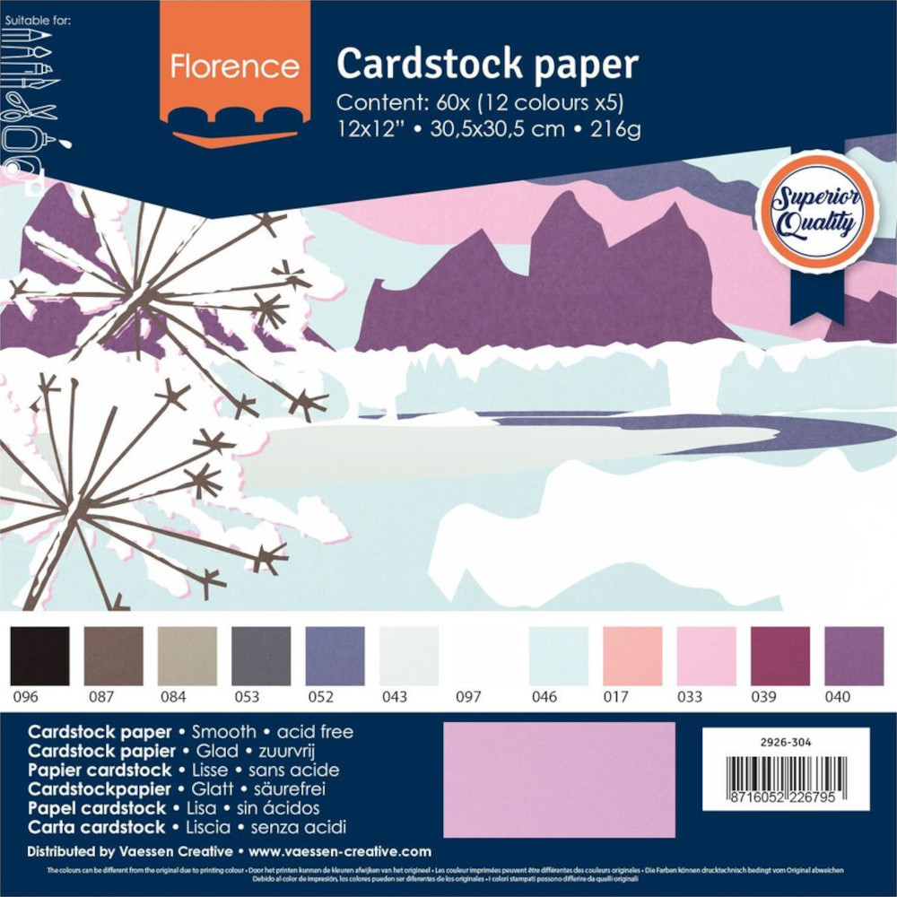 Preview: Florence Cardstock Papier Winter 30,5x30,5cm (216g) - 60er Pack