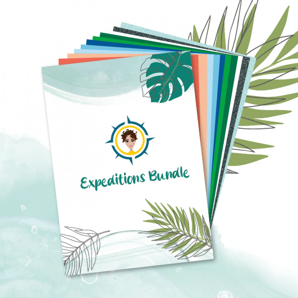 Poli-Tape Folien-Bundle zur Plotter Expedition #46 mit Turbo- und Pearl-Glitter-Flexfolien im DIN-A4-Format.