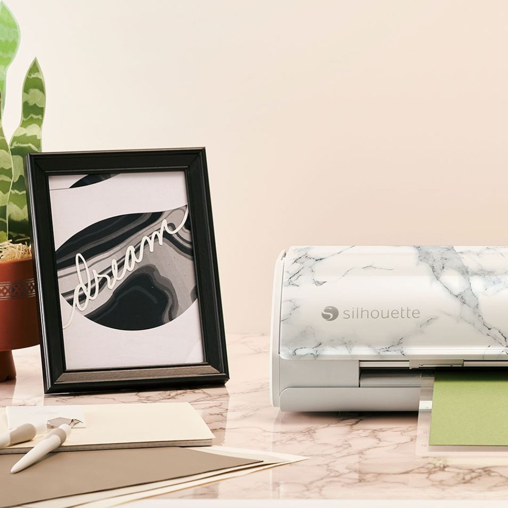 Preview: Silhouette Cameo 5 Schneideplotter Marmorweiß + 100 Designs inkl.