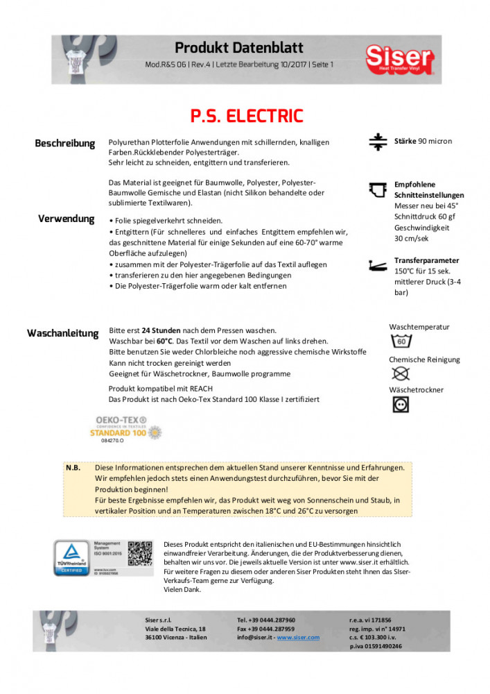 Preview: Siser P.S. Electric Flexfolie
