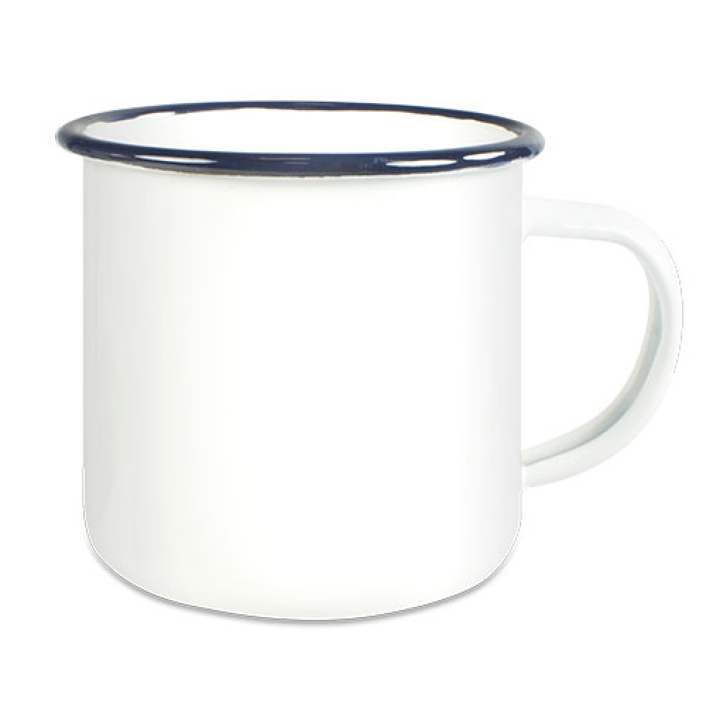 Emailletasse mit farbigem Tassenrand (300 ml)