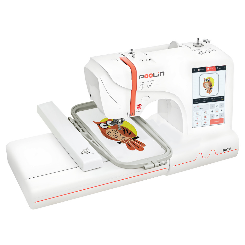 PooLin EOC05 Stickmaschine – WLAN Stickmaschine mit 7 Zoll HD-Touchscreen