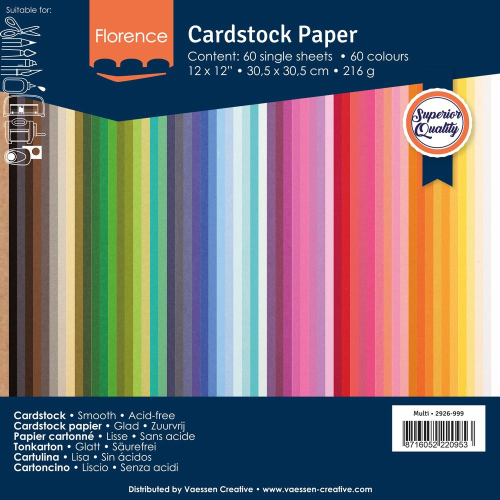 Florence Cardstock Papier Multipack 30,5x30,5cm (216g) - 60er Pack