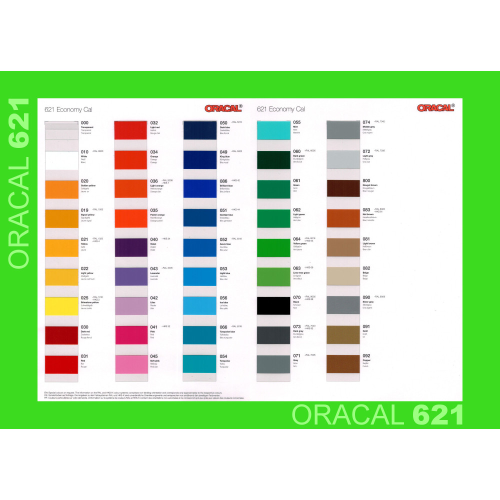 Farbkarte Oracal 621